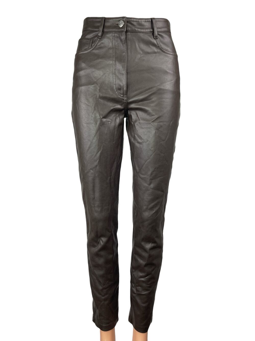 Aritzia Wilfred The Melina Black Faux Leather High Rise Skinny Trouser Pants 4